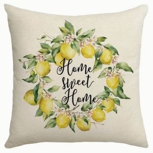 NEW LEMON HOME SWEET HOME LINEN DECORATIVE HOME DECOR PILLOW COVER 17.7" X 17.7"